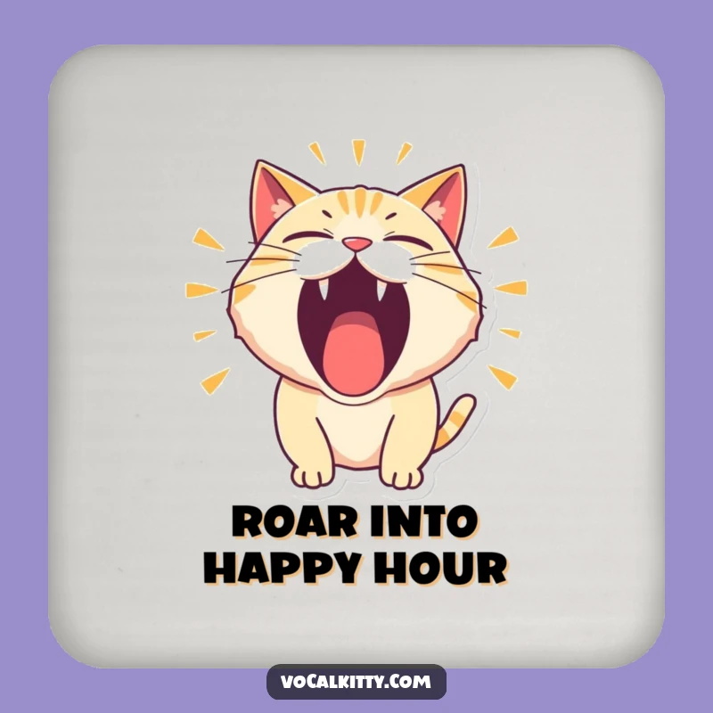 Funny Roaring Cat Coaster Set: Comical Roar Protection