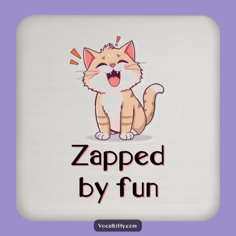 Funny Shocked Cat ROAR! Coaster - Protect Surfaces with Surprise!