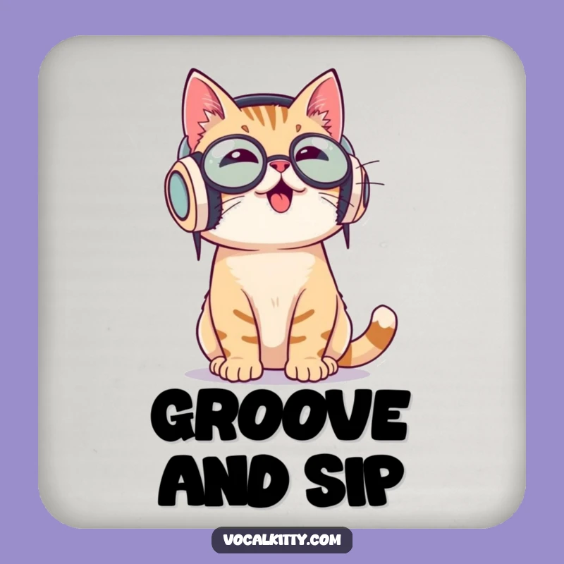 Funny Cat Music Coaster - Protect Surfaces with Rhythm!