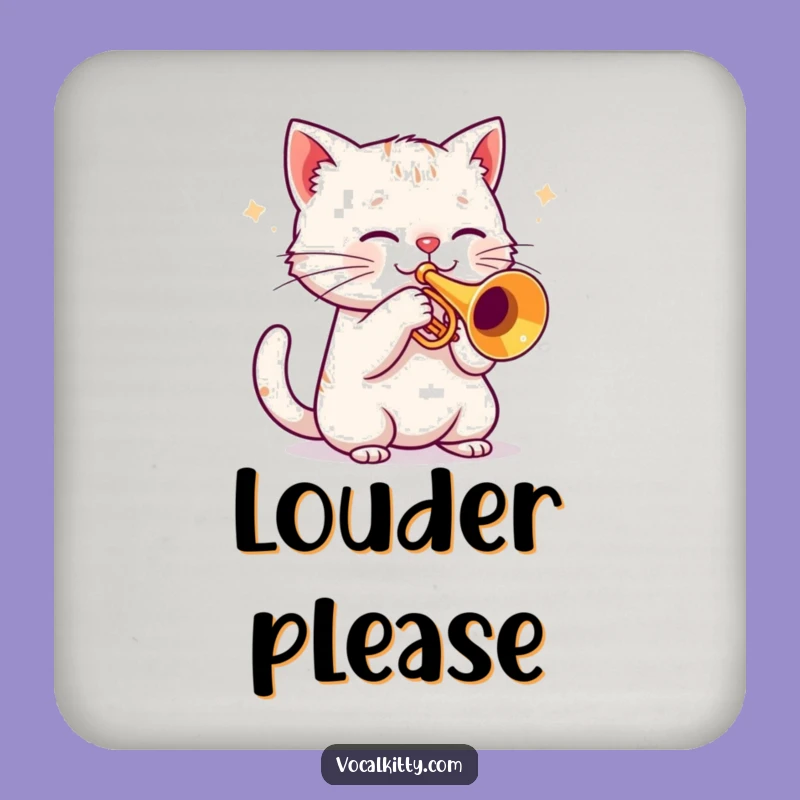 Funny Cat Trumpet Drink Coaster: Protect Surfaces Loudly