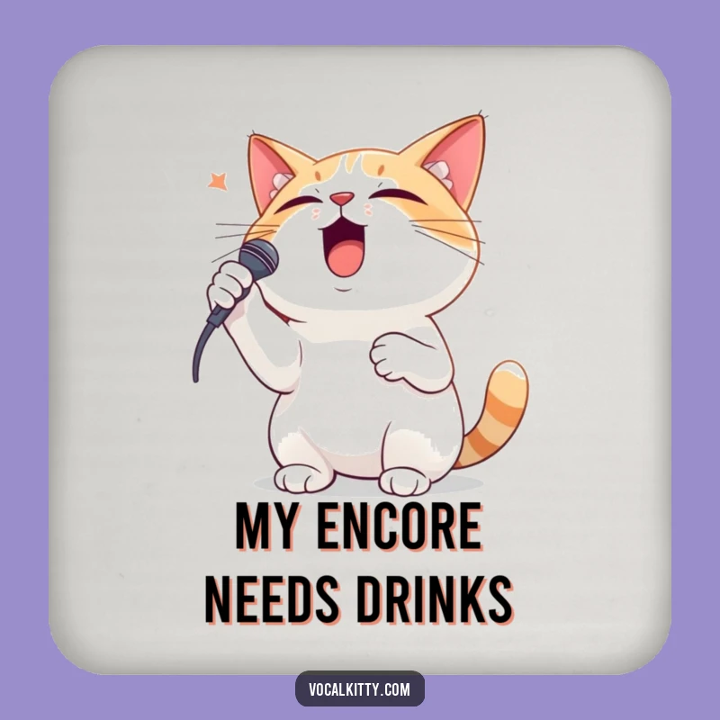 Funny Dramatic Cat Singing Coaster: Hilarious Feline Bar Accessory Gift