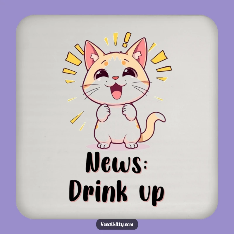 Funny Cat Announcement Coaster - Protect Surfaces with Hilarious Sound Effect Style!
