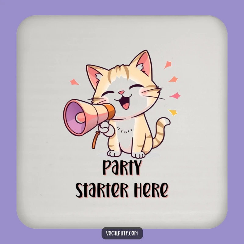 Funny Cat Megaphone Coasters: Protect Surfaces with a Bold Feline's Gift