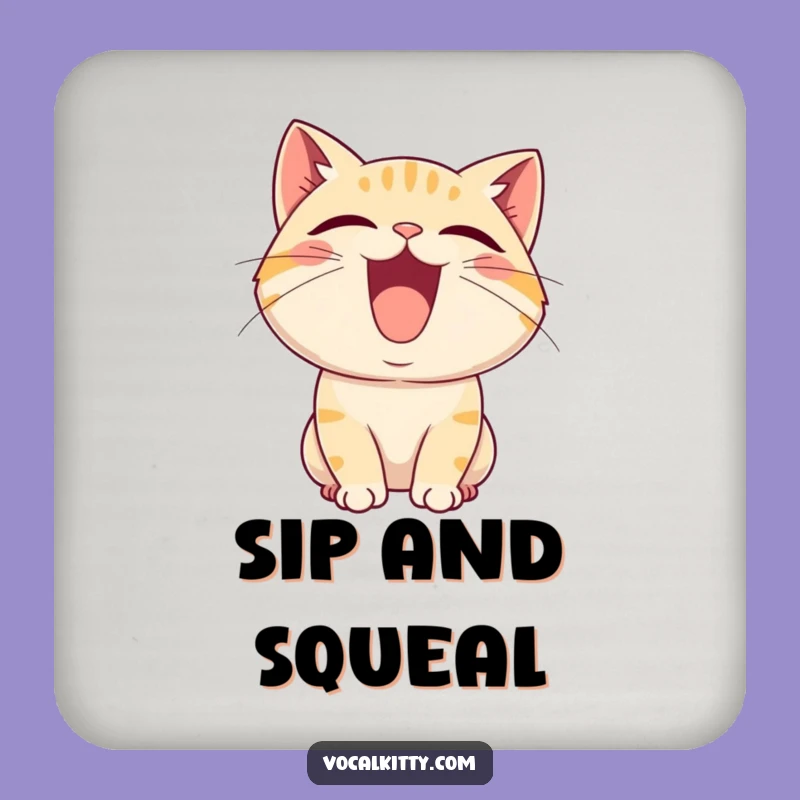 Funny Cat Squeal Coaster: Joyful Sound Drink Mat, Perfect Funny Gift