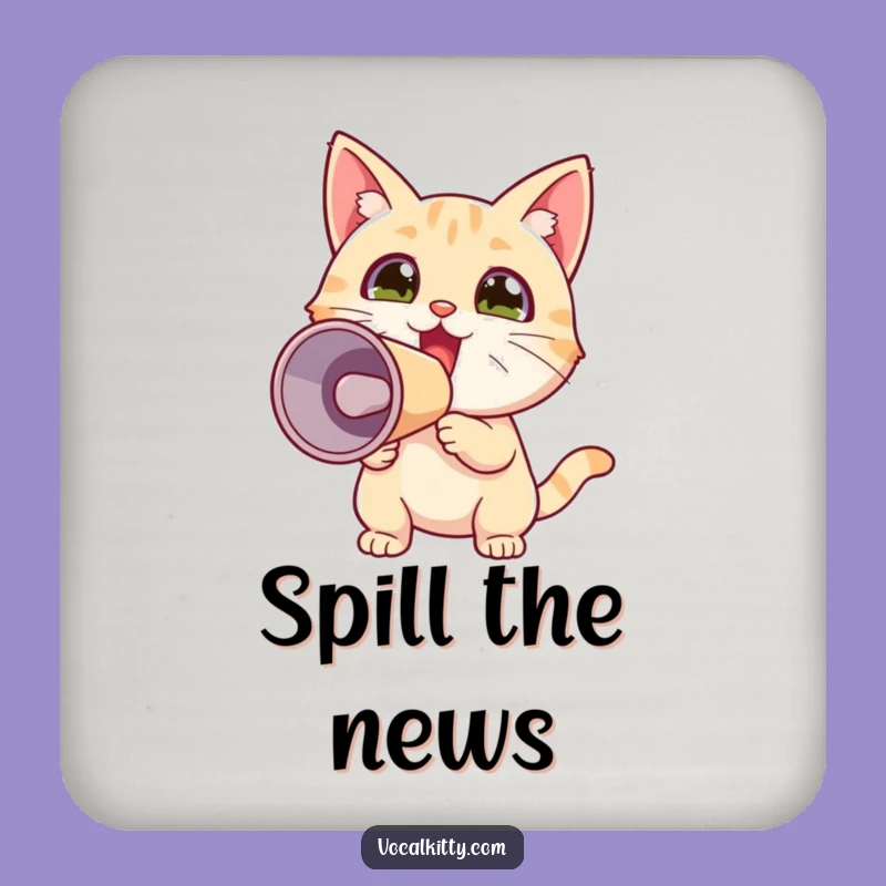 Funny Tiny Cat Megaphone Coaster: Protect Surfaces with Exciting Feline Charm!