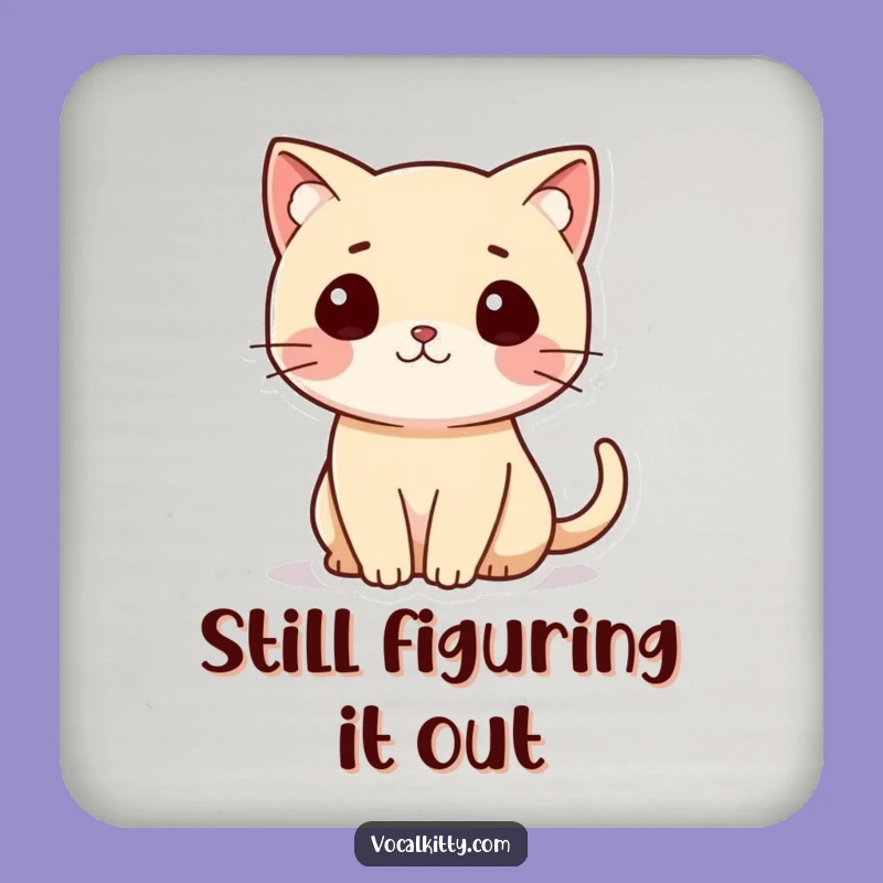 Funny Cat Coaster With Question Mark Tail, Protect Surfaces Hilariously