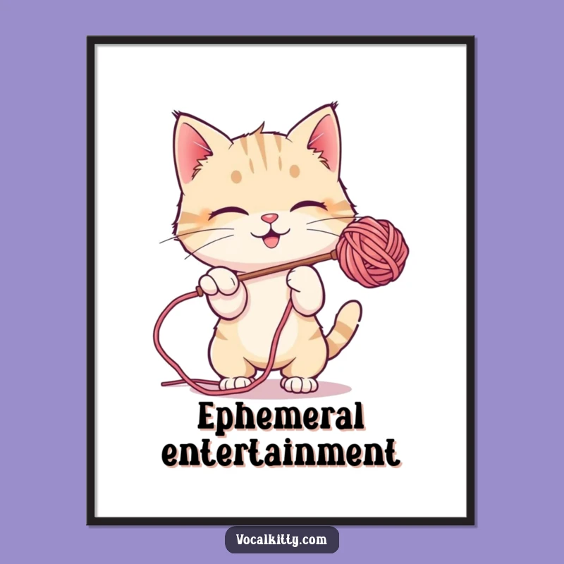 Funny Bubble Batting Cat Poster, Playful Wall Art