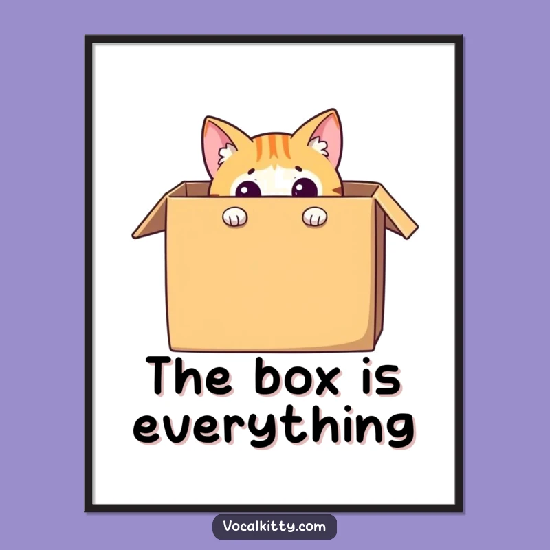 Funny Cat in Box Poster: Wall Art That Sparks Curiosity and Laughter