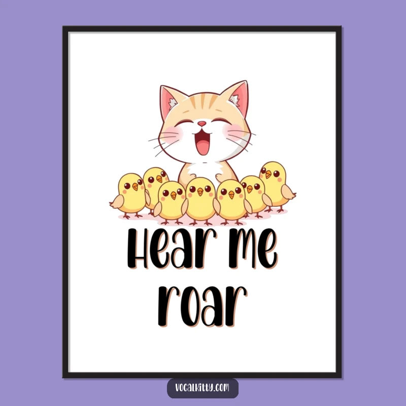 Funny Cat Meow Poster - Hilarious Bird Startling Wall Art Gift