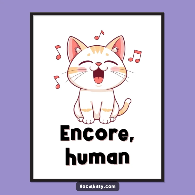 Funny Cat Singing Poster: Vibrant Art of a Feline Diva, Perfect Gift