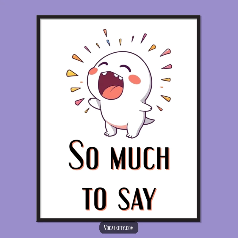 Funny Rainbow Noise Poster: Character's Loud Mouth, Vibrant Sound Art