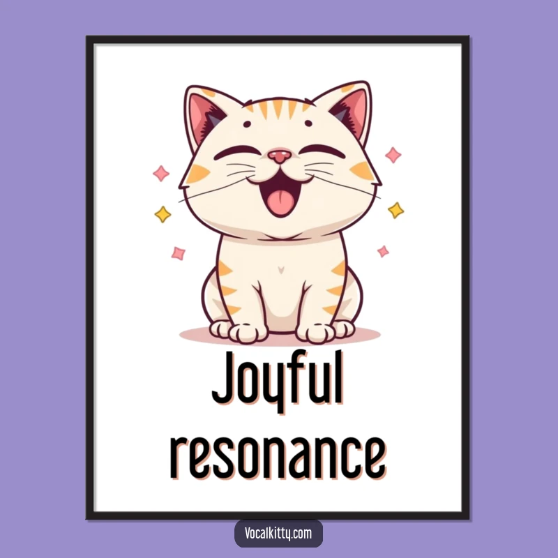 Funny Cat Vocal Cords Poster: Happy Sound Wall Art, Perfect Funny Gift
