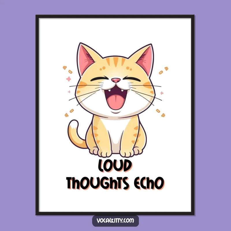 Funny Loud Cat Poster: Cartoon Sound Waves Art Funny Gift