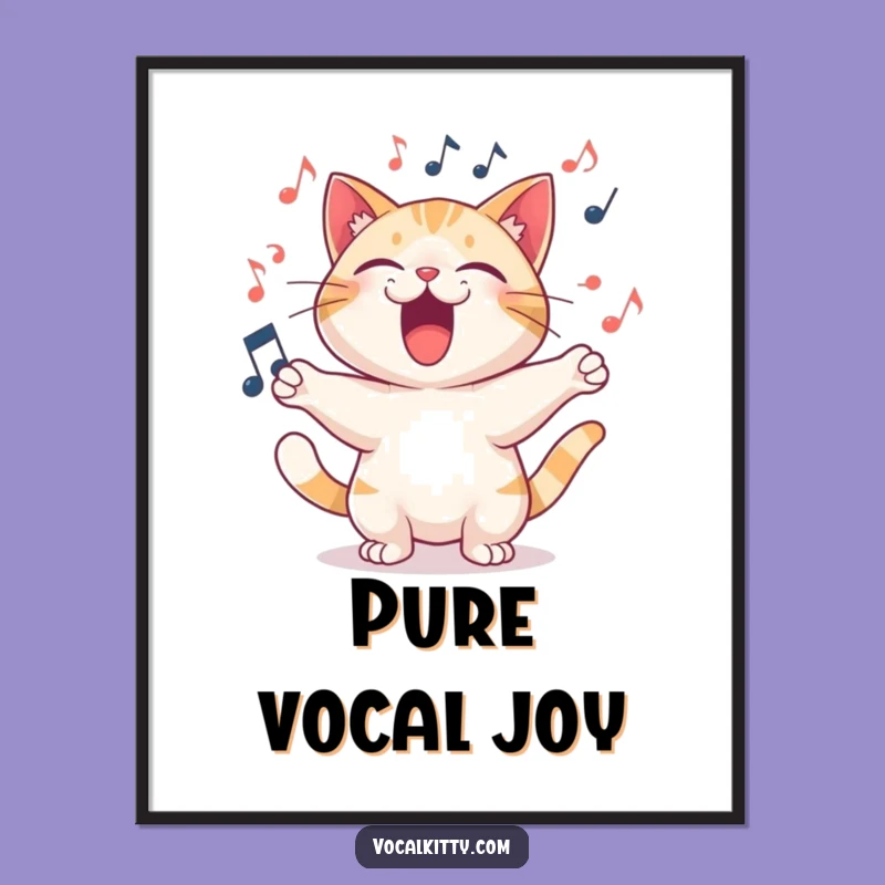 Funny Singing Cat Poster: Joyful Song Wall Art for Music Rooms