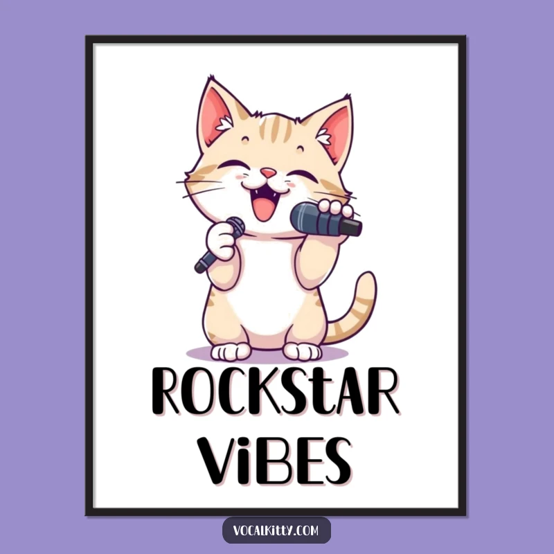 Funny Cat Singer Microphone Poster - Hilarious Wall Art for Music Lovers