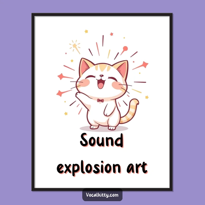 Funny Cat Firework Burst Poster: Decorate with Explosive Joy!