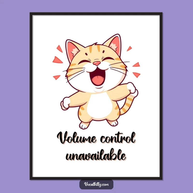 Funny Shouting Cat Poster: Exaggerated Art - Unique Funny Gift