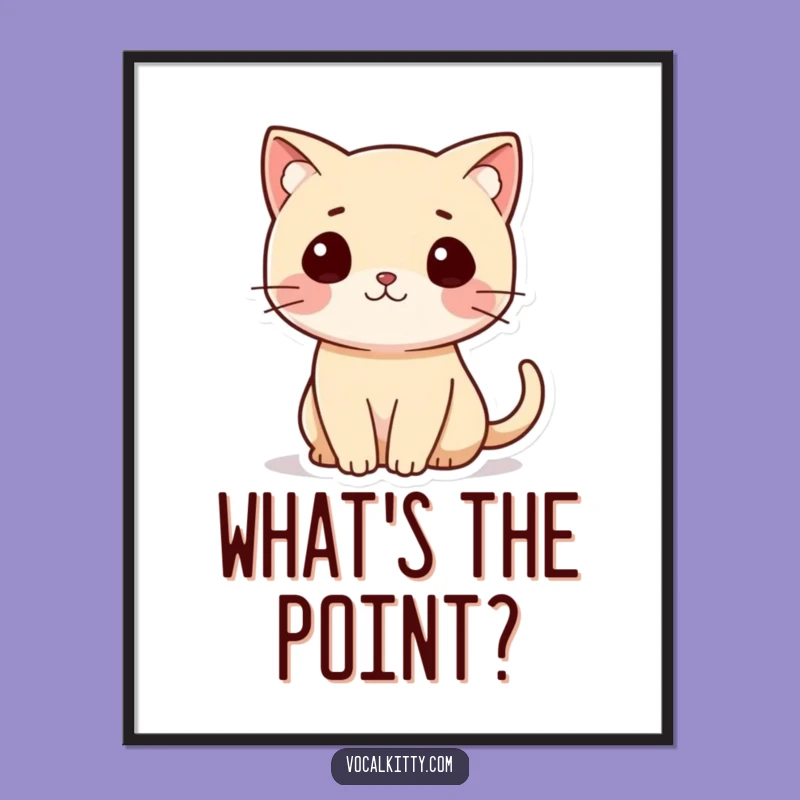 Funny Cat Poster With Question Mark Tail, Whimsical Wall Art