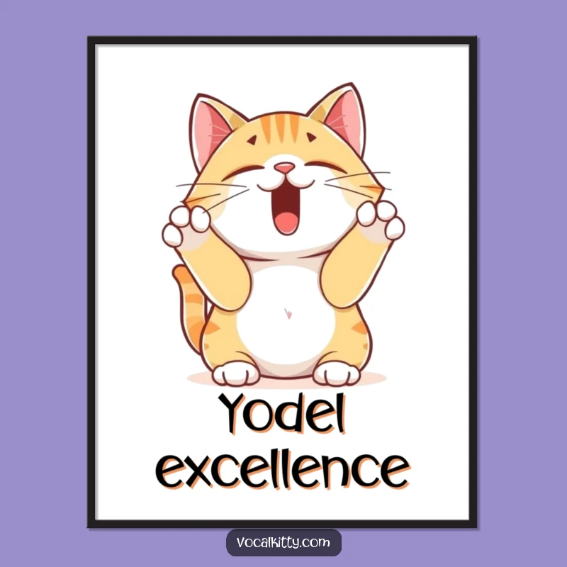 Funny Yodeling Cat Poster: Bring Hilarious Feline Music to Your Walls