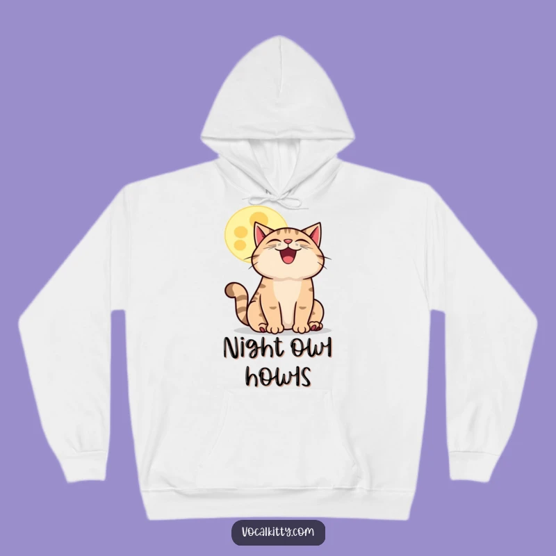 Cozy Funny Howling Cat Moon Hoodie: Warmth for Feline Night Owls