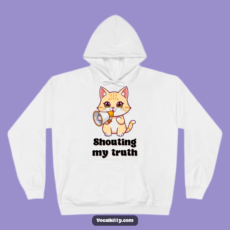 Funny Determined Cat Megaphone Hoodie - Warm & Loud Statement!