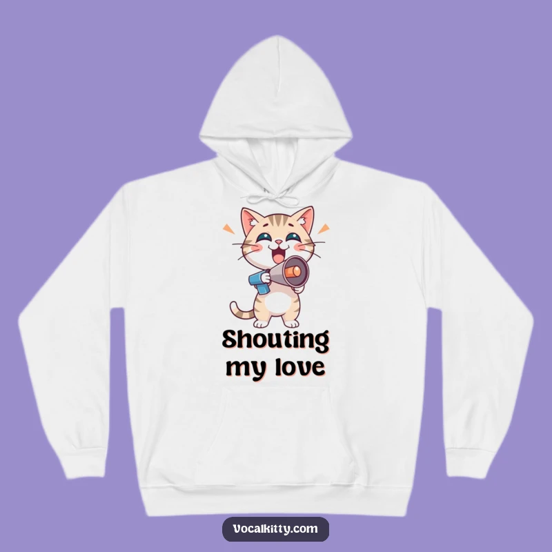 Funny Enthusiastic Cat Hoodie - Cozy Boisterous Megaphone Sweatshirt