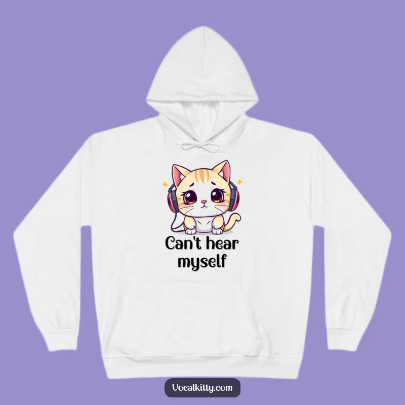 Funny Overwhelmed Cat Speakers Hoodie: Wrap Yourself in Quiet Comfort!