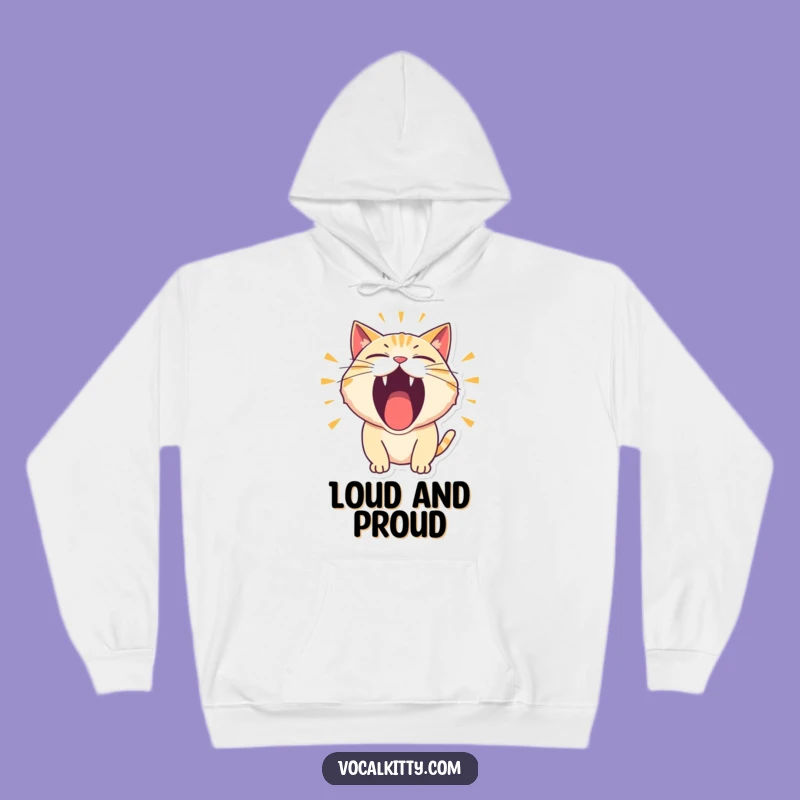Funny Warm Hoodie: Cat Roaring Loudly with Comical Impact
