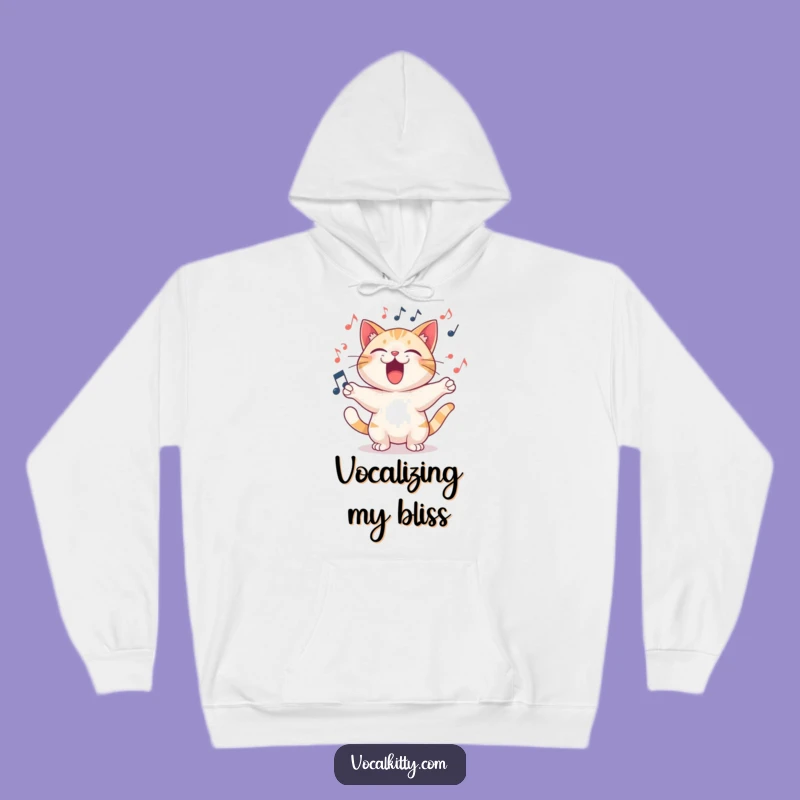 Funny Warm Hoodie: Cat Singing Joyful Song Loudly