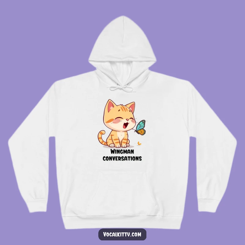 Funny Cat Butterfly Chat Hoodie: Cozy Up with Animated Conversations!