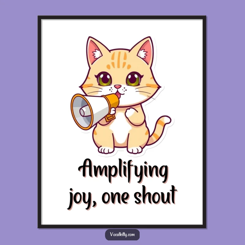 Free Printable Megaphone Cat Wall Art: Determined Feline Decor Downloadable