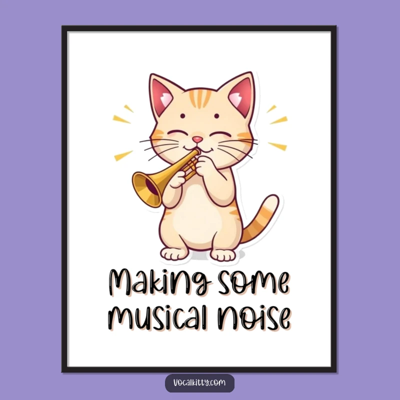Free Printable Cat Wall Art: Trumpet Player Downloadable Decor for Music Lovers