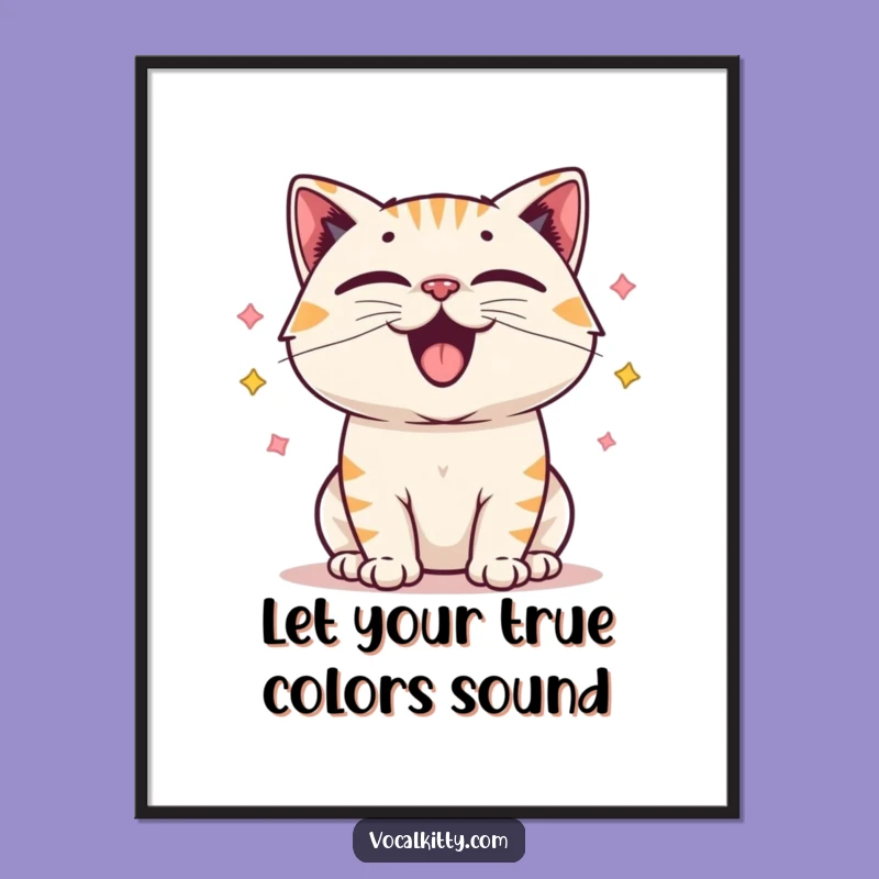Free Printable Happy Cat Wall Art: Joyful Vibrating Feline Digital Download Decor