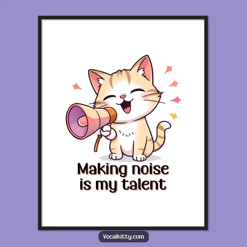 Free Printable Wall Art: Cat Megaphone Blast, Colorful Vibes!