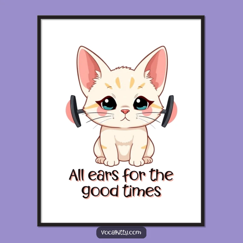 Funny Free Printable Wall Art: Big-Eared Cat Overhearing Secrets, Hilarious Downloadable Decor