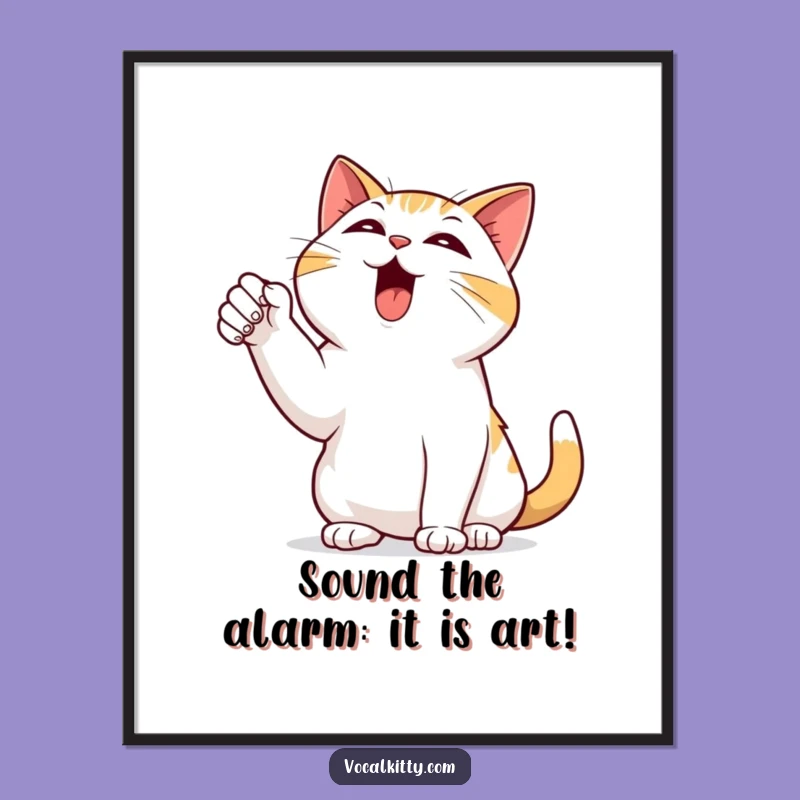 Funny Free Printable Wall Art: Dramatic Bellowing Cat, Humorous Downloadable Art for Quirky Decor