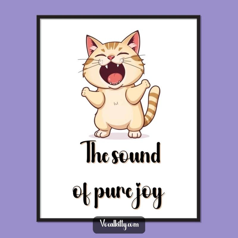 Funny Free Printable Wall Art: Shouting Cat Expressing Pure Emotion, Hilarious Downloadable Decor