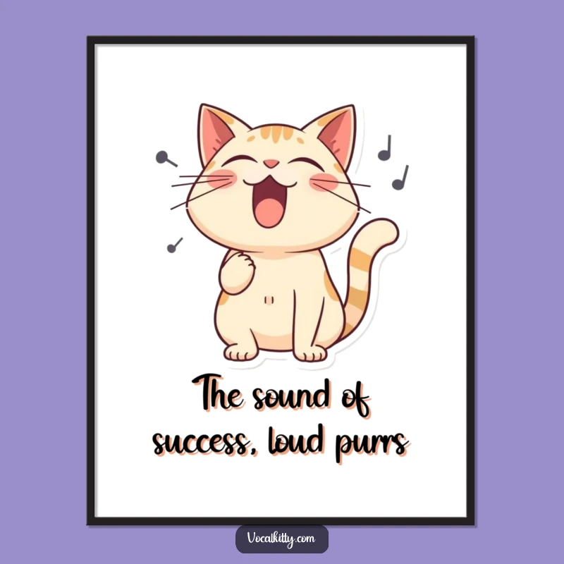 Funny Free Printable Wall Art: Singing Cat's Loud Melody - Humorous Downloadable Decor
