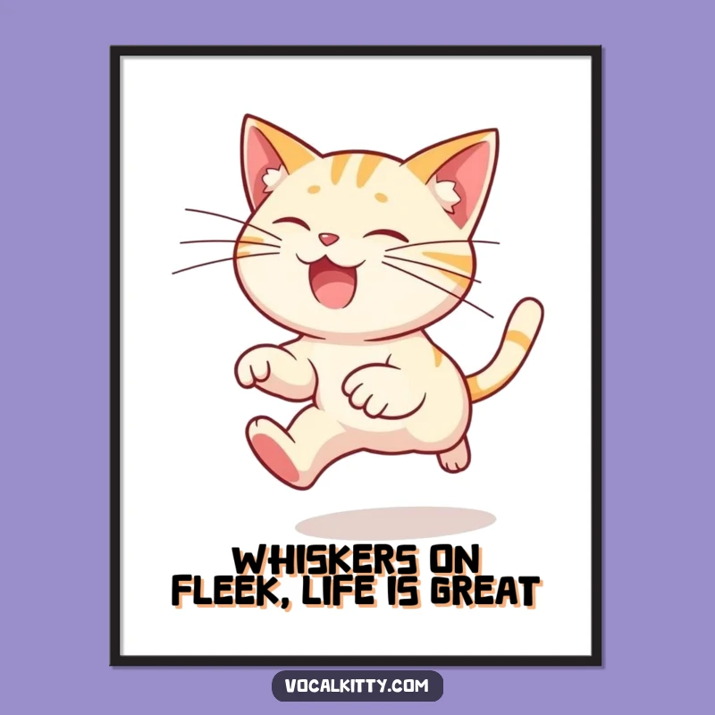 Funny Free Printable Wall Art: Whiskers Cat Leap - Quirky Downloadable Decor