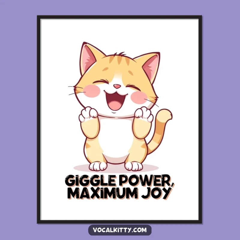 Free Printable Wall Art: Giggling Cat Holding Sides Humorous Downloadable Art