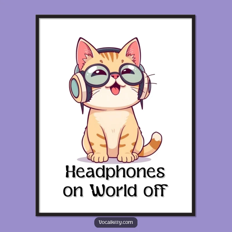 DJ Cat Wall Art Free Printable: Music Lover Downloadable Decor Gift