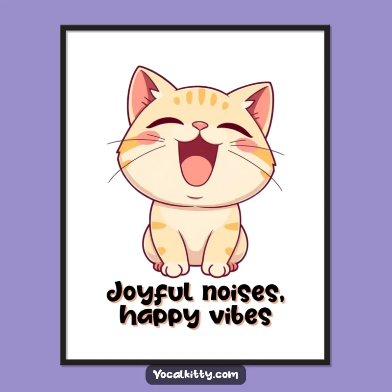 Free Printable Funny Cat Wall Art: Joyful Squealing Feline Digital Download Decor