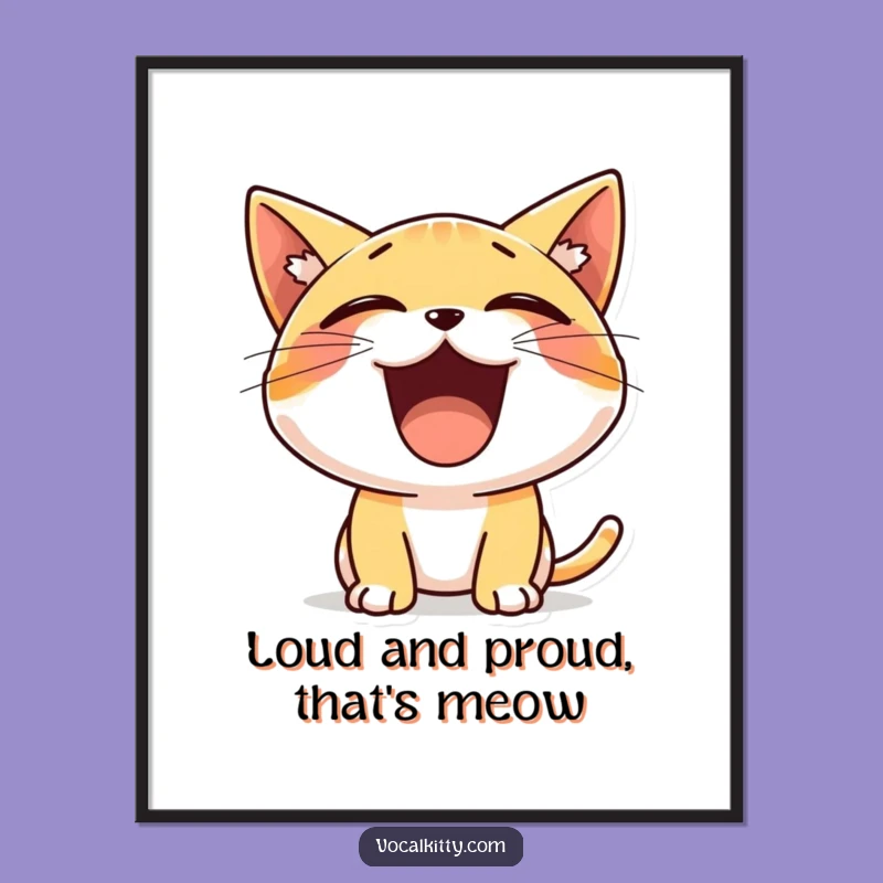 Free Printable Wall Art: Tiny Yelling Cat Joyful Humorous Decor