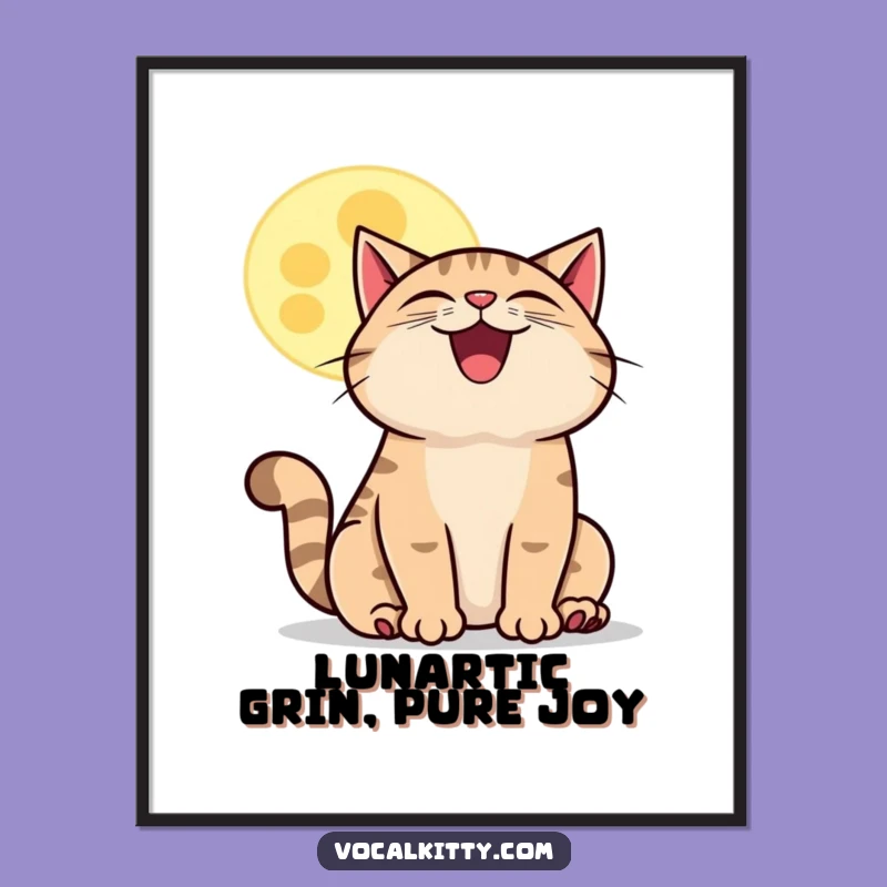 Free Printable Howling Cat Wall Art - Funny Downloadable Lunar Art for Your Home