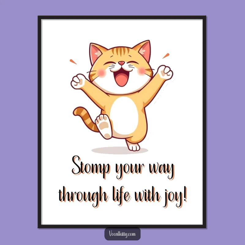 Energetic Cat Stomp Art Print