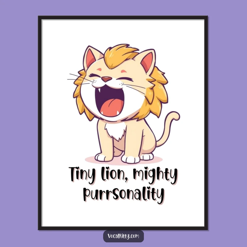 Free Printable Funny Roaring Cat Lion Wall Art - Comical Downloadable Decor