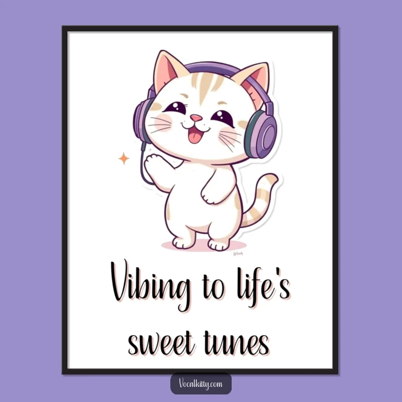 Free Printable Wall Art: Music Cat DJ Humorous Decor