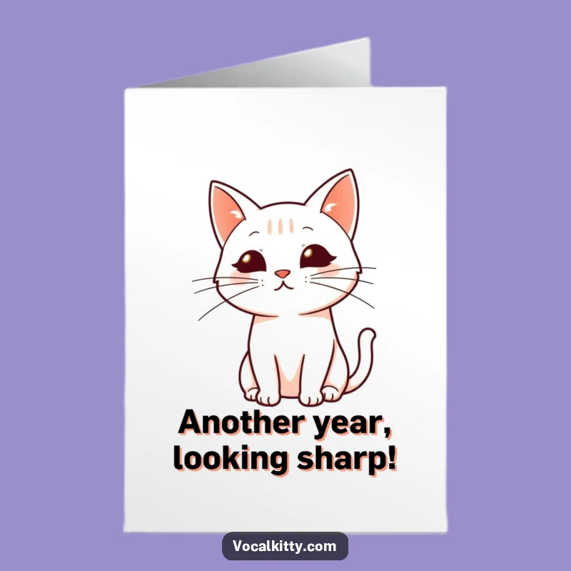 Free Printable Birthday Card: Dynamic Whiskers Cat Profile, Downloadable Funny Wish