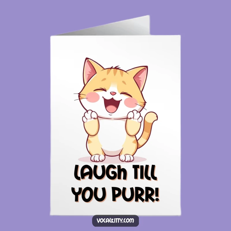 Free Printable Birthday Card: Giggling Cat Holding Sides Funny Downloadable