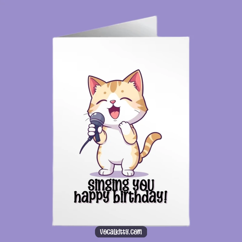Free Printable Birthday Card: Karaoke Cat Belts Out Happy Birthday, Funny Downloadable